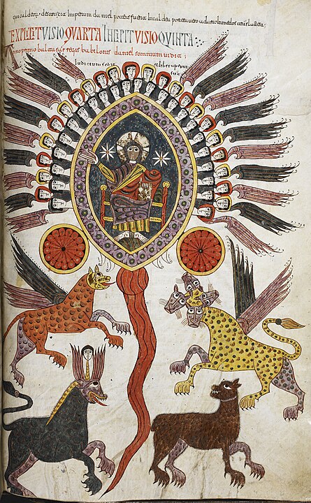 445px-Daniel's_vision_of_the_four_beasts_from_the_sea_and_the_Ancient_of_Days_-_Silos_Apocalypse_(1109),_f.240_-_BL_Add_MS_11695.jpg